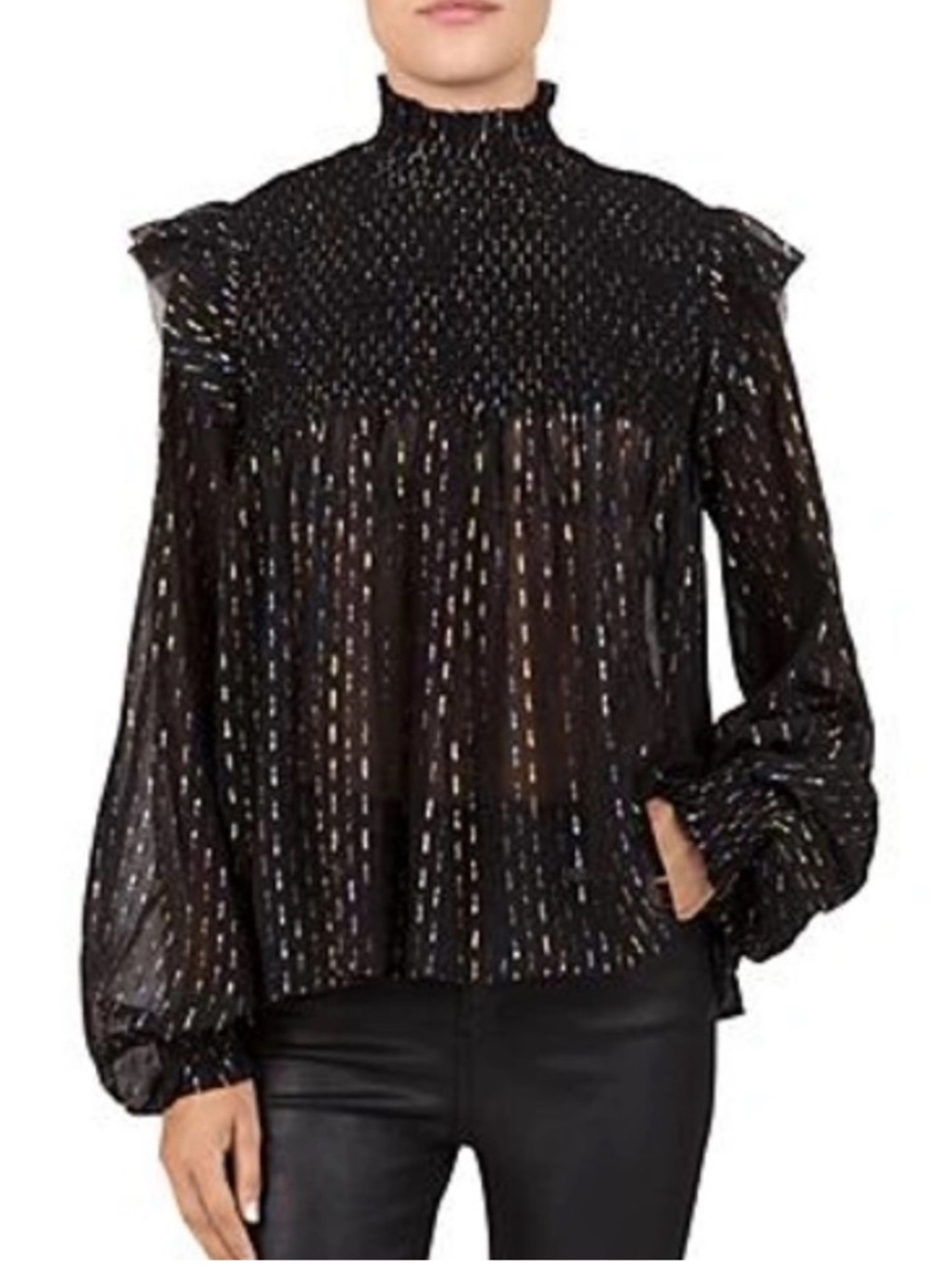 THE KOOPLES Silk Metallic Blouse Size 1/ Small